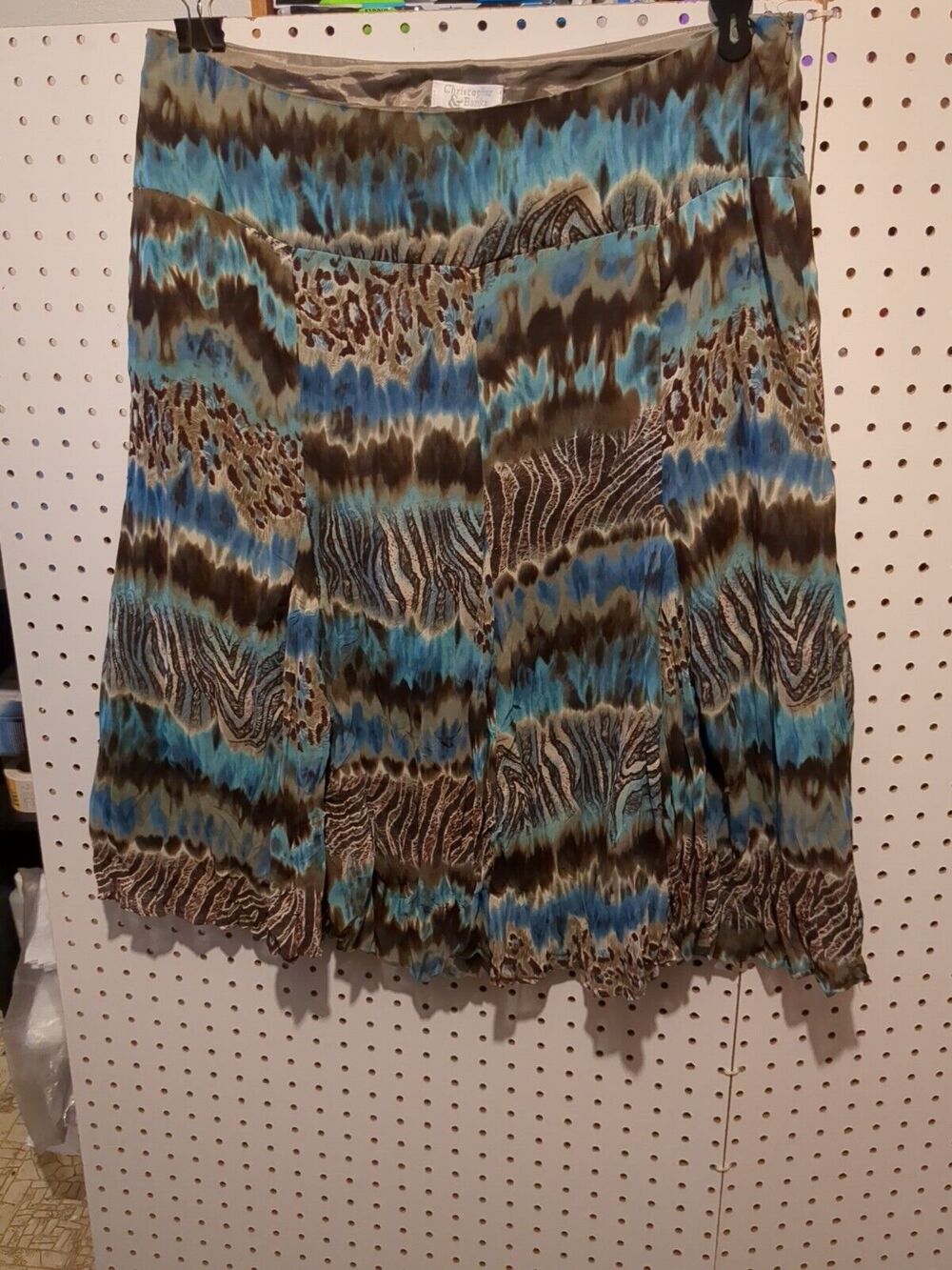 Christopher Banks Large Women's Skirt Size 12 Animal Print Brown Blue